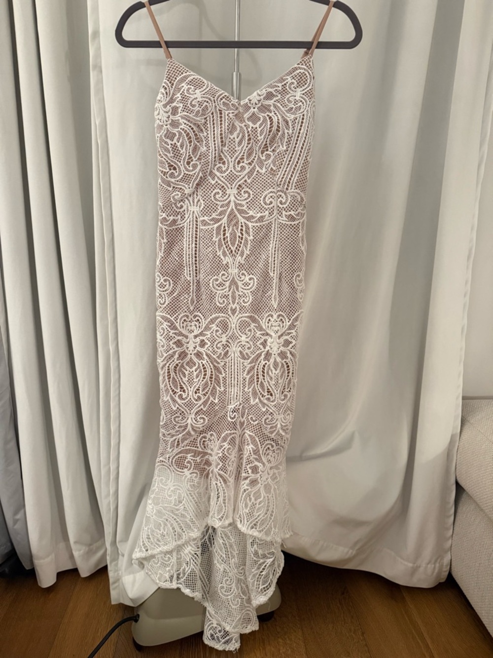 DO+BE Crochet Lace-Trim Slip Dress with Train